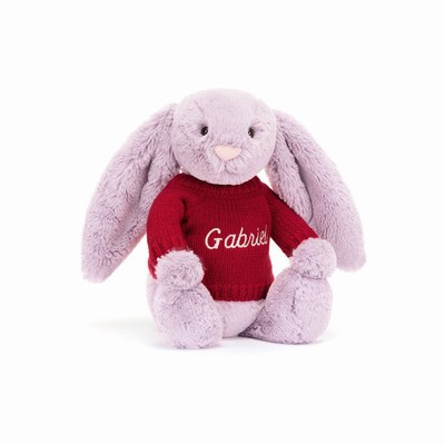 Jellycat Bashful Lilac Conejo with Red Jumper | GRIN-84259